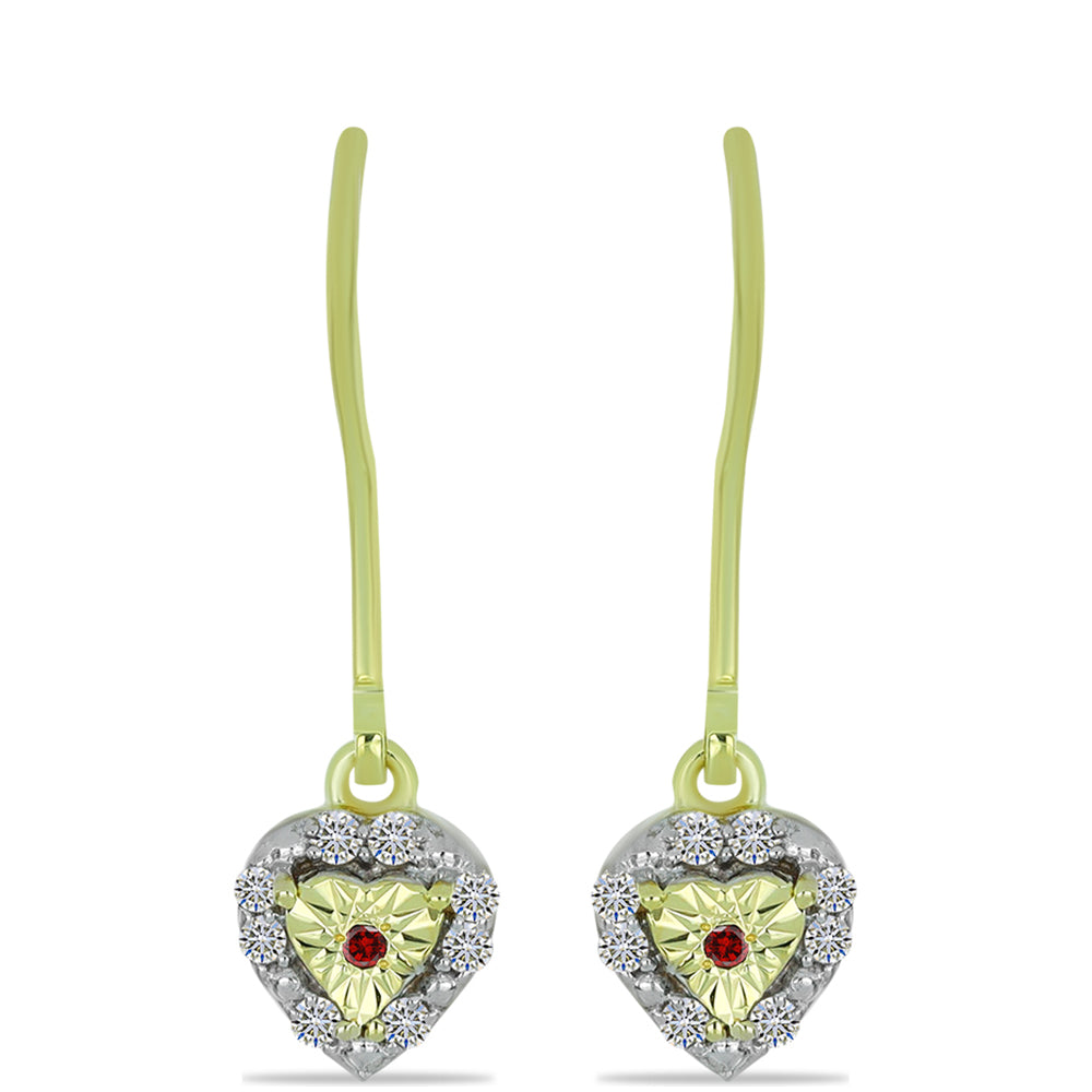 Cercei din Argint 925 Placat cu Aur ( 1.76 grame ) cu Diamant Roșu și Diamant Alb 0.16 Carate