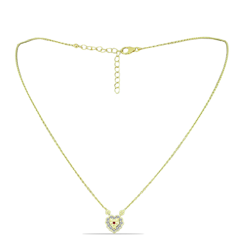 Colier din Argint 925 Placat cu Aur ( 3.08 grame ) cu Diamant Roșu și Diamant Alb 0.2 Carate