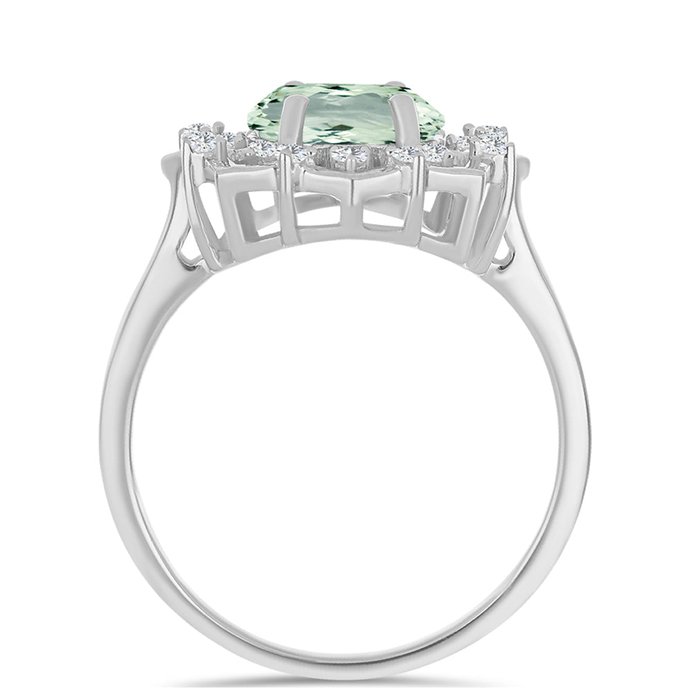 Inel din Argint 925 ( 3.73 grame ) cu Ametist Verde și Topaz Alb 2.81 Carate 2 