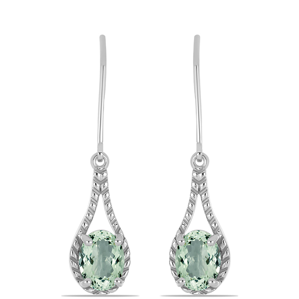 Cercei din Argint 925 ( 2.65 grame ) cu Ametist Verde 2.23 Carate 1 