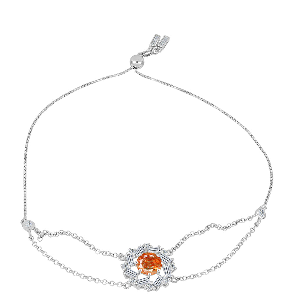 Brățară din Argint 925 ( 6.58 grame ) cu Piatra Soarelui Oregon și Topaz Alb 3.21 Carate