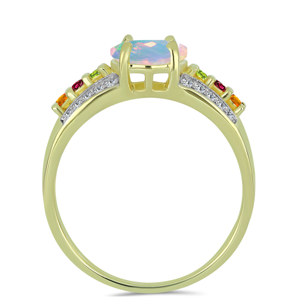 Inel din Argint 925 Placat cu Aur ( 3.55 grame ) cu Opal Welo și Turmalină Chakra 1.8 Carate 3 