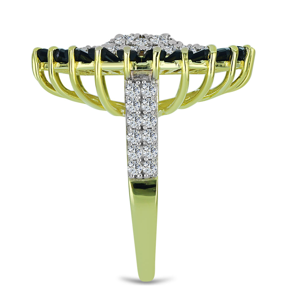 Inel din Argint 925 Placat cu Aur ( 6.37 grame ) cu Obsidian și Topaz Alb 5.34 Carate 4 