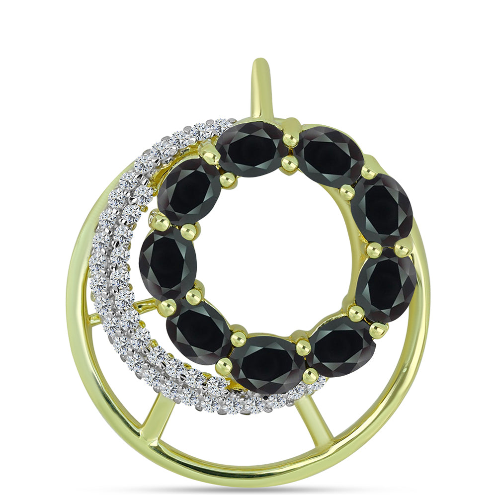 Pandantiv din Argint 925 Placat cu Aur ( 2.7 grame ) cu Obsidian și Topaz Alb 1.88 Carate