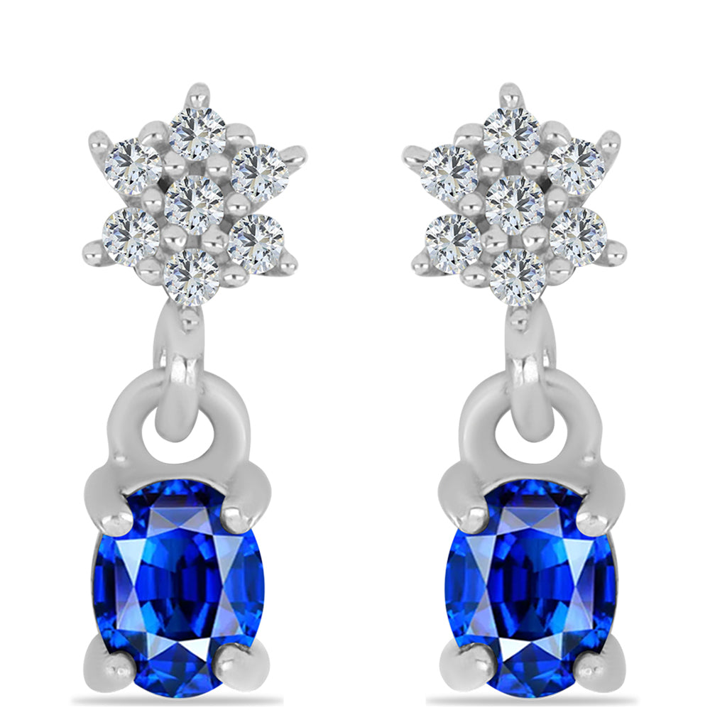 Cercei din Argint 925 ( 1.51 grame ) cu Safir Albastru Australian și Topaz Alb 1.19 Carate