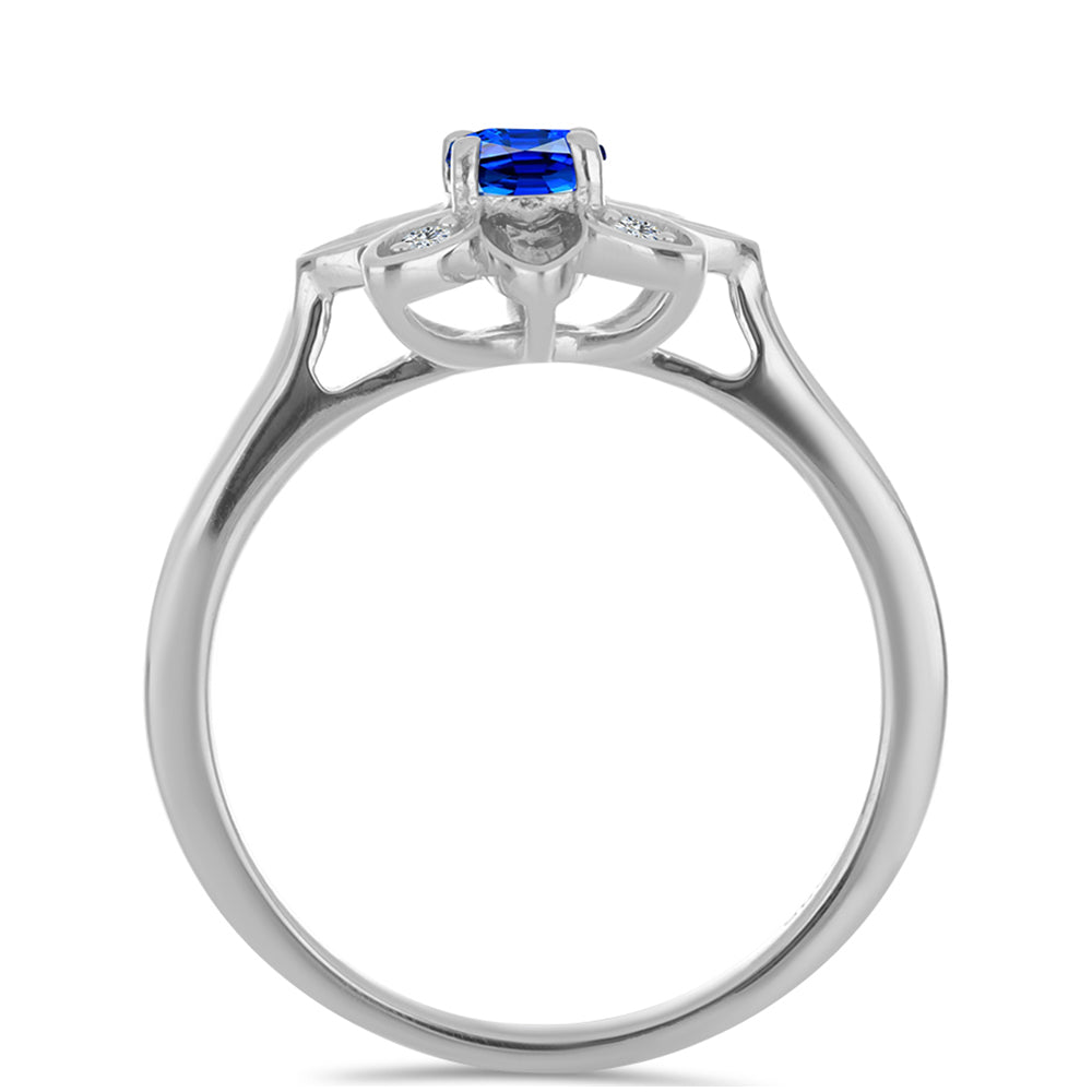 Inel din Argint 925 ( 2.8 grame ) cu Safir Albastru Australian și Topaz Alb 0.46 Carate
