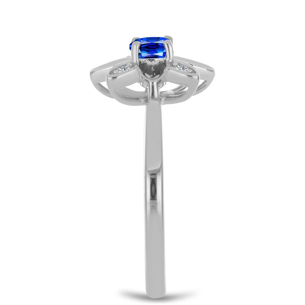 Inel din Argint 925 ( 2.8 grame ) cu Safir Albastru Australian și Topaz Alb 0.46 Carate