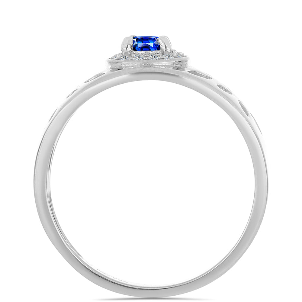 Inel din Argint 925 ( 2.79 grame ) cu Safir Albastru Australian și Topaz Alb 0.51 Carate