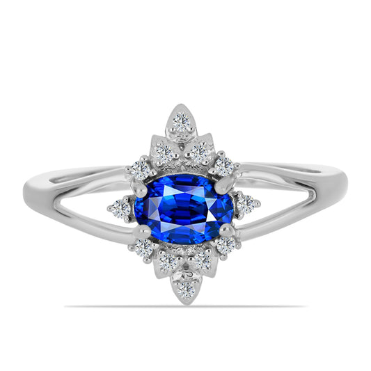 Inel din Argint 925 ( 2.25 grame ) cu Safir Albastru Australian și Topaz Alb 1.24 Carate