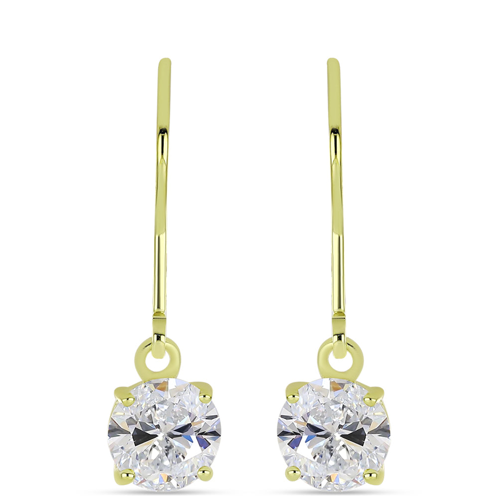 Cercei din Argint 925 Placat cu Aur ( 1.42 grame ) cu Diamant Certificat cultivat în laborator 2.11 Carate