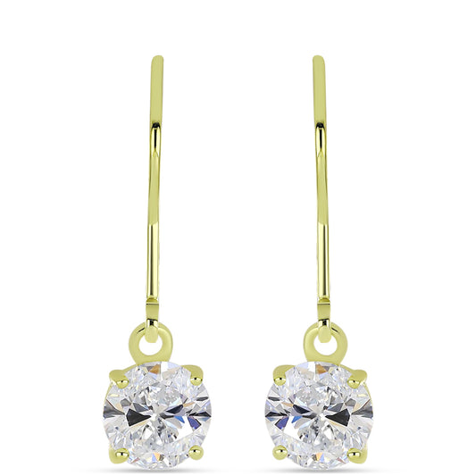 Cercei din Argint 925 Placat cu Aur ( 1.42 grame ) cu Diamant Certificat cultivat în laborator 2.11 Carate