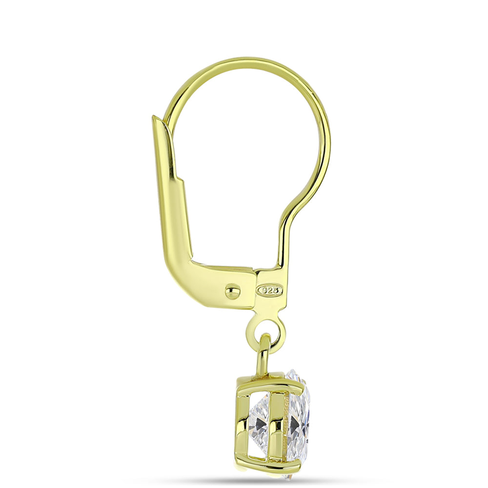 Cercei din Argint 925 Placat cu Aur ( 1.42 grame ) cu Diamant Certificat cultivat în laborator 2.11 Carate 2 