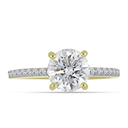 Inel din Argint 925 Placat cu Aur ( 2.54 grame ) cu Diamant Certificat cultivat în laborator și Zircon Alb Natural 2.54 Carate