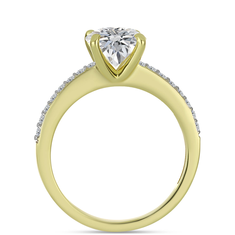 Inel din Argint 925 Placat cu Aur ( 2.54 grame ) cu Diamant Certificat cultivat în laborator și Zircon Alb Natural 2.54 Carate 2 
