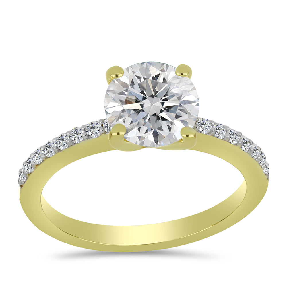Inel din Argint 925 Placat cu Aur ( 2.54 grame ) cu Diamant Certificat cultivat în laborator și Zircon Alb Natural 2.54 Carate 3 