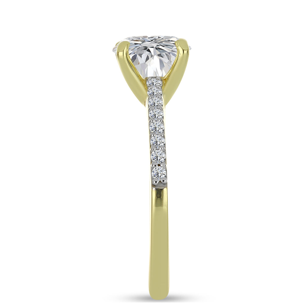 Inel din Argint 925 Placat cu Aur ( 2.54 grame ) cu Diamant Certificat cultivat în laborator și Zircon Alb Natural 2.54 Carate 4 