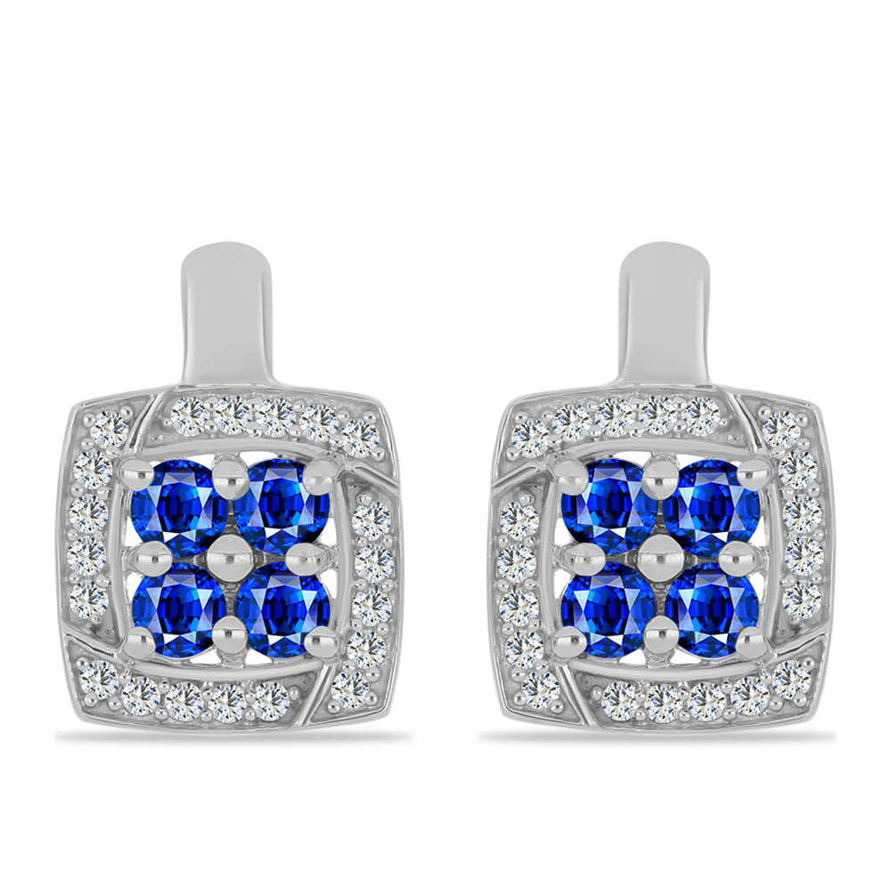 Cercei din Argint 925 ( 4.49 grame ) cu Safir Albastru Australian și Topaz Alb 1.62 Carate