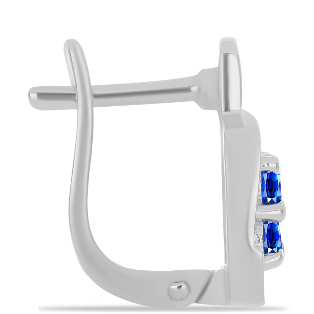 Cercei din Argint 925 ( 4.49 grame ) cu Safir Albastru Australian și Topaz Alb 1.62 Carate 2 