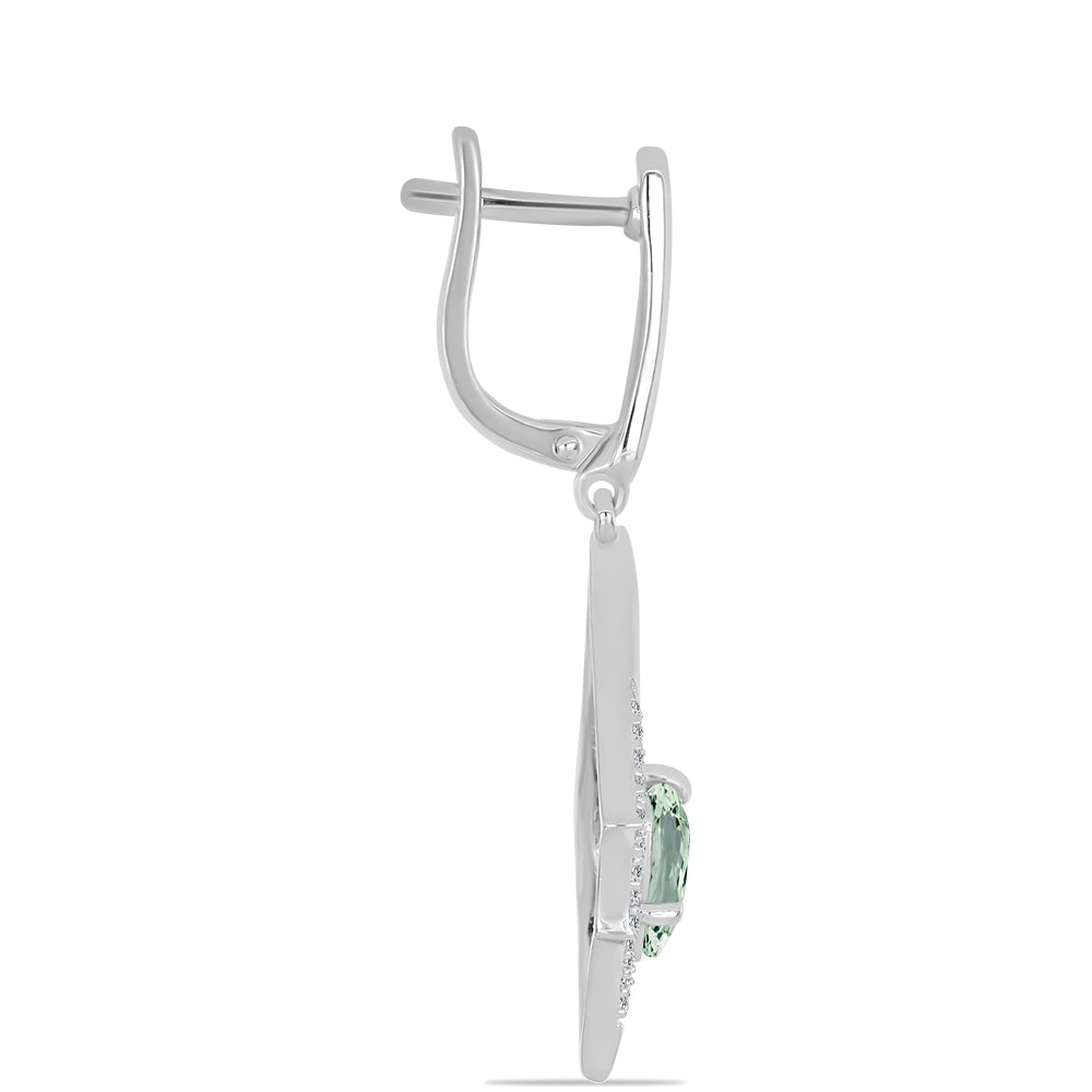 Cercei din Argint 925 ( 5.77 grame ) cu Ametist Verde și Topaz Alb 3.3 Carate 2 