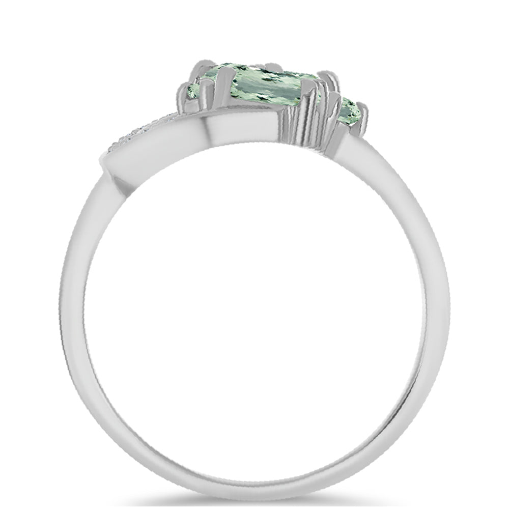 Inel din Argint 925 ( 2.35 grame ) cu Ametist Verde și Topaz Alb 1.75 Carate