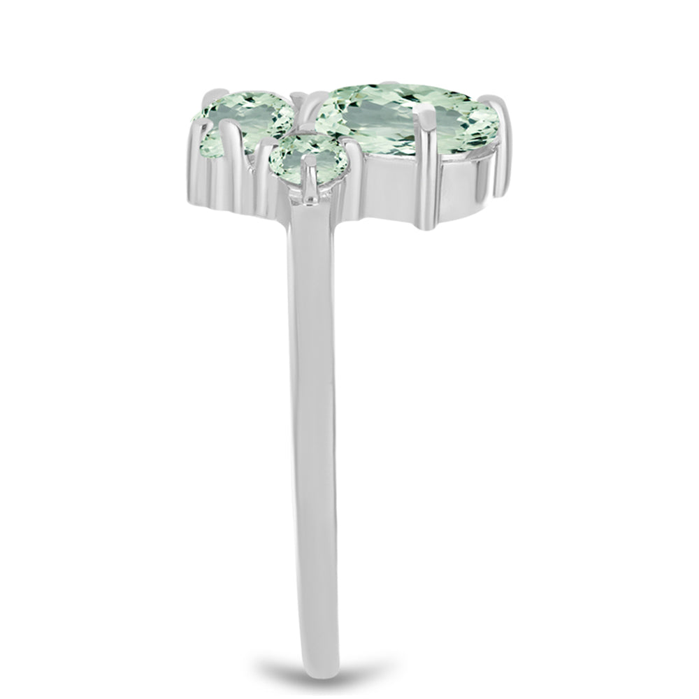 Inel din Argint 925 ( 2.35 grame ) cu Ametist Verde și Topaz Alb 1.75 Carate