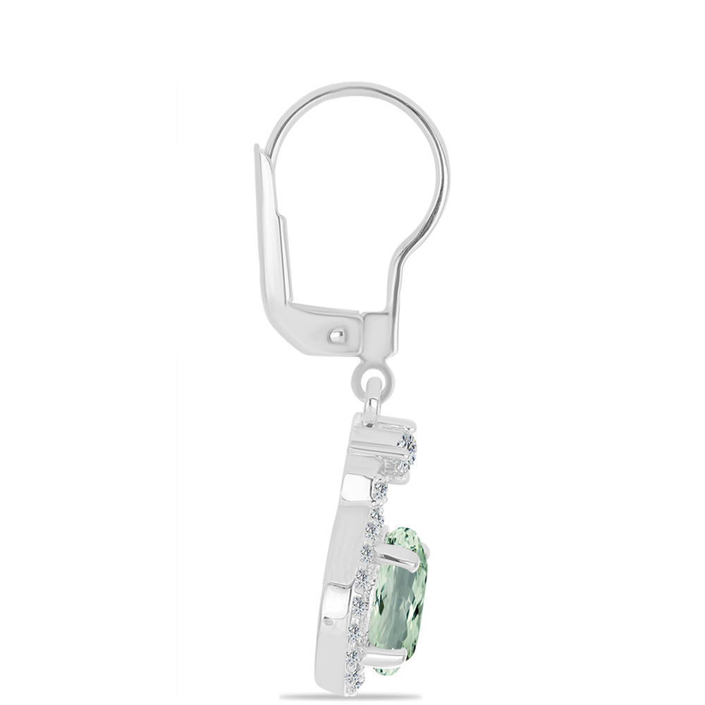 Cercei din Argint 925 ( 3.18 grame ) cu Ametist Verde și Topaz Alb 4.04 Carate 2 