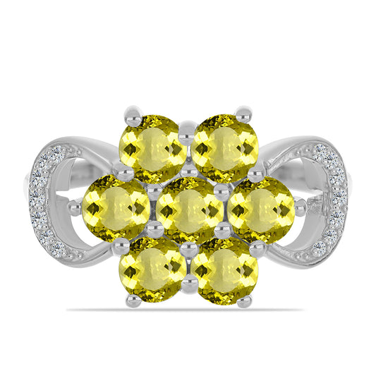 Inel din Argint 925 ( 3.26 grame ) cu Topaz Galben și Topaz Alb 1.77 Carate