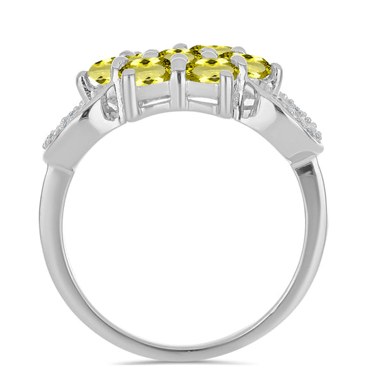 Inel din Argint 925 ( 3.26 grame ) cu Topaz Galben și Topaz Alb 1.77 Carate