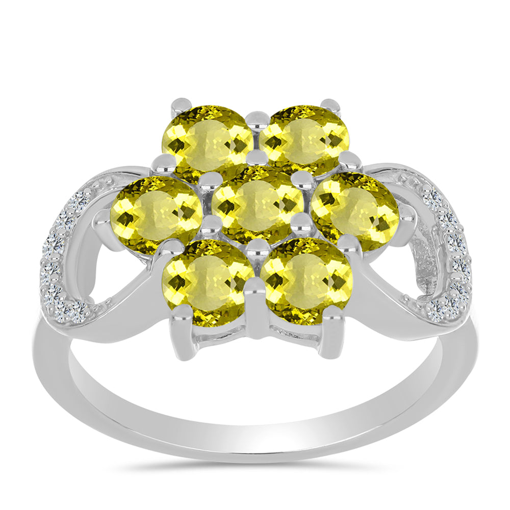 Inel din Argint 925 ( 3.26 grame ) cu Topaz Galben și Topaz Alb 1.77 Carate 3 