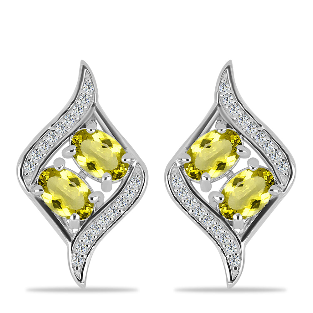 Cercei din Argint 925 ( 3.7 grame ) cu Topaz Galben și Topaz Alb 1.79 Carate