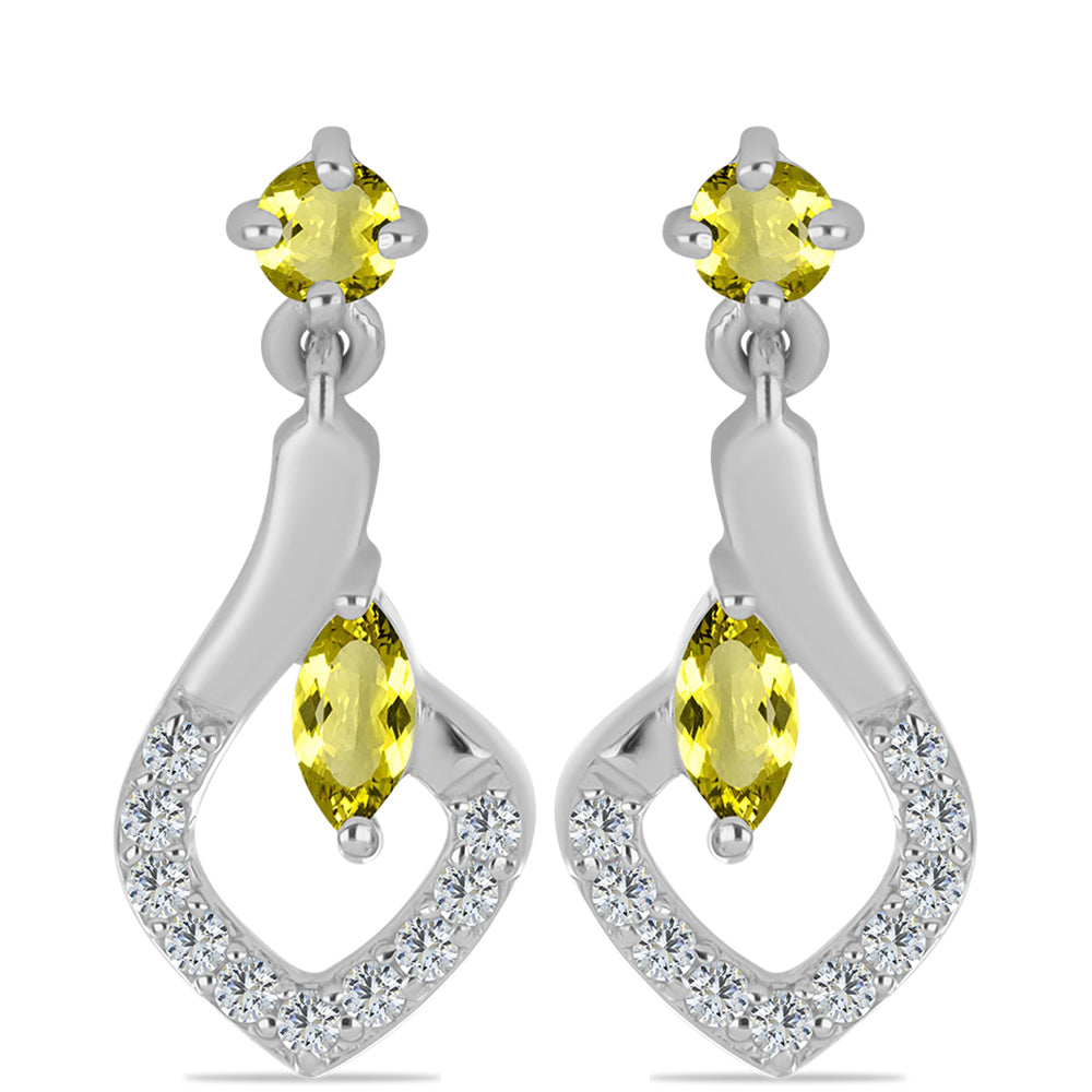 Cercei din Argint 925 ( 2.23 grame ) cu Topaz Galben și Topaz Alb 0.71 Carate 1 