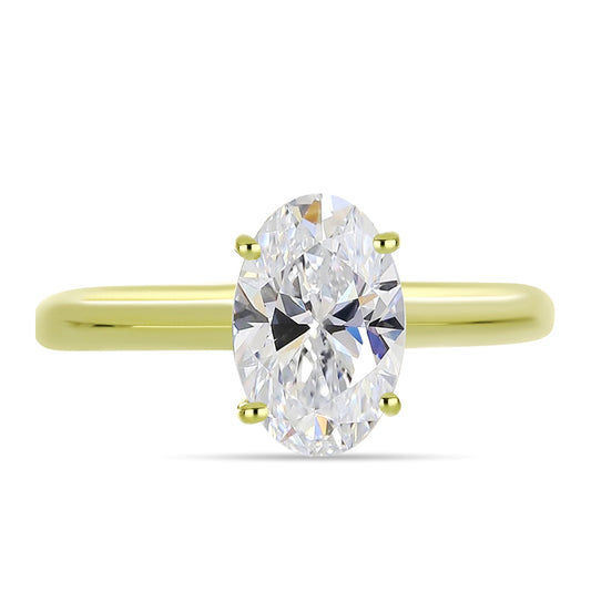 Inel din Argint 925 Placat cu Aur ( 2.43 grame ) cu Diamant Certificat cultivat în laborator 2.05 Carate