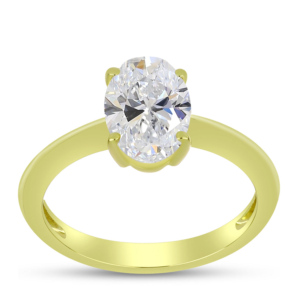 Inel din Argint 925 Placat cu Aur ( 2.43 grame ) cu Diamant Certificat cultivat în laborator 2.05 Carate 3 