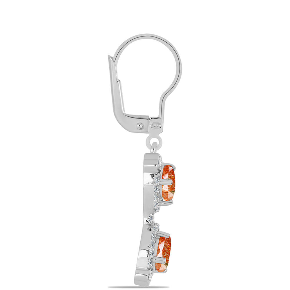 Cercei din Argint 925 ( 3.62 grame ) cu Piatra Soarelui Oregon și Topaz Alb 2.29 Carate