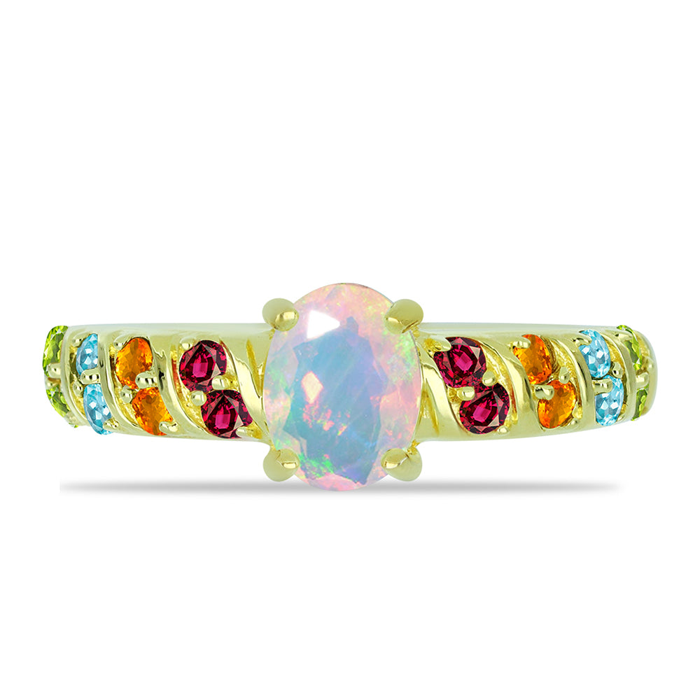 Inel din Argint 925 Placat cu Aur ( 2.83 grame ) cu Opal Welo și Turmalină Chakra 1.37 Carate 2 