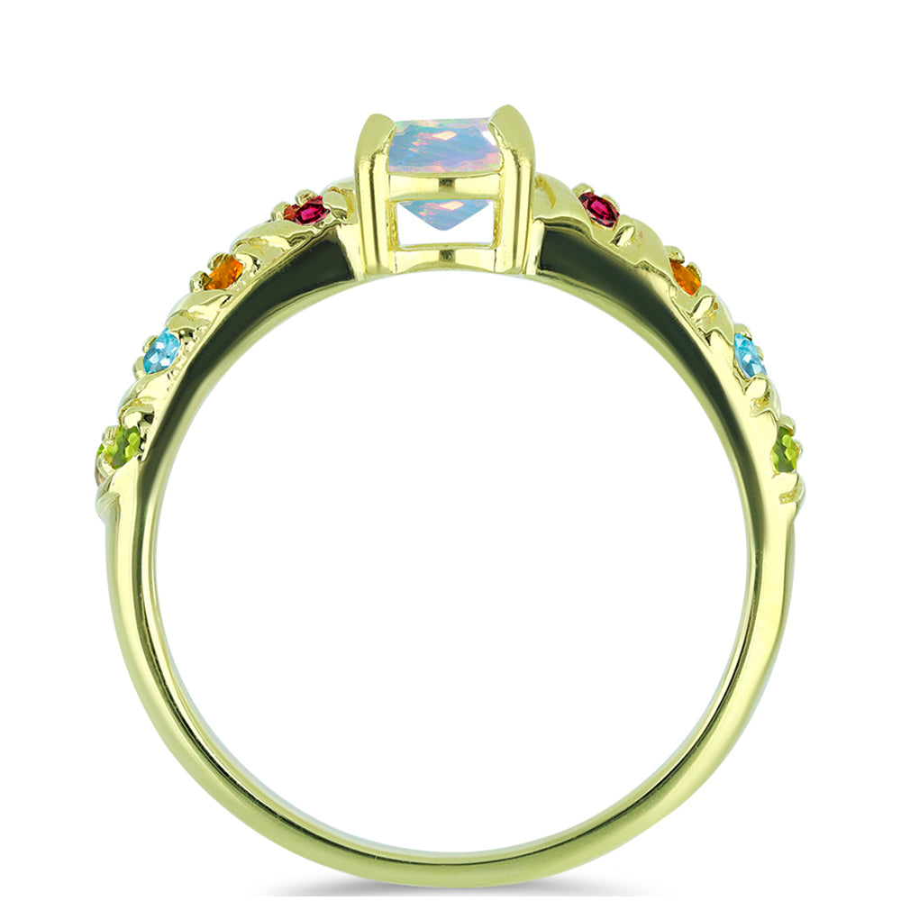 Inel din Argint 925 Placat cu Aur ( 2.83 grame ) cu Opal Welo și Turmalină Chakra 1.37 Carate