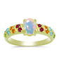 Inel din Argint 925 Placat cu Aur ( 2.83 grame ) cu Opal Welo și Turmalină Chakra 1.37 Carate