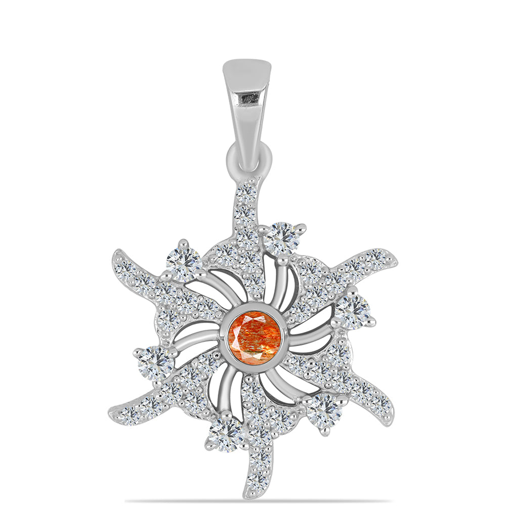 Colier din Argint 925 ( 4.47 grame ) cu Piatra Soarelui Oregon și Topaz Alb 0.76 Carate