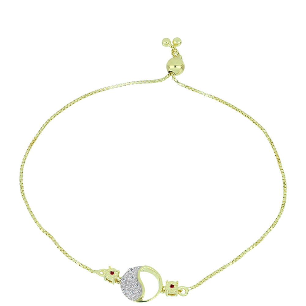 Brățară din Argint 925 Placat cu Aur ( 3.12 grame ) cu Diamant Roșu și Diamant Alb 0.05 Carate 2 