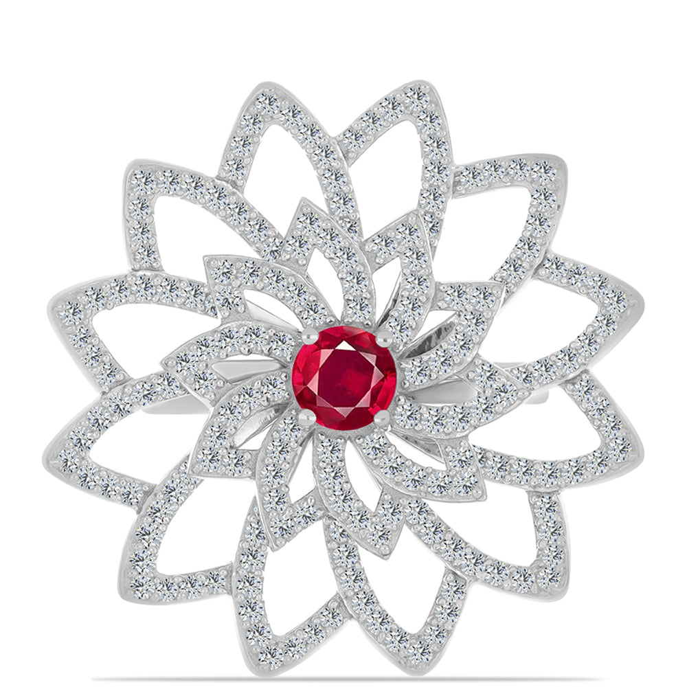 Inel din Argint 925 ( 7.98 grame ) cu Rubin Malagasy și Topaz Alb 2.3 Carate