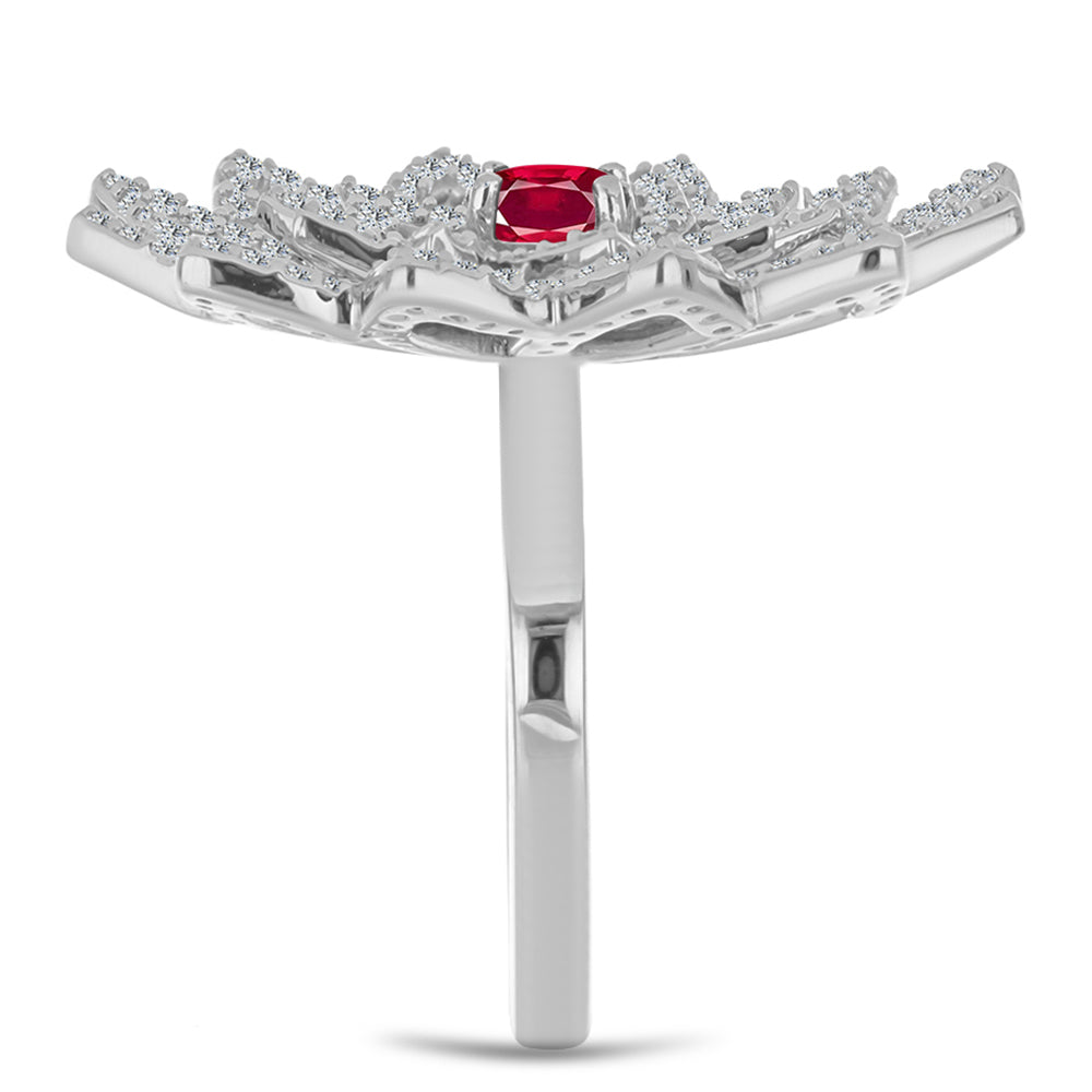 Inel din Argint 925 ( 7.98 grame ) cu Rubin Malagasy și Topaz Alb 2.3 Carate 4 