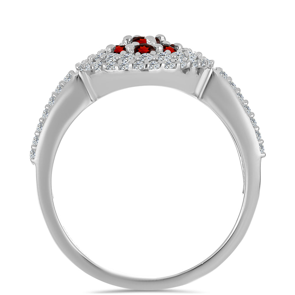 Inel din Argint 925 ( 4.52 grame ) cu Granat Barton și Topaz Alb 1.47 Carate