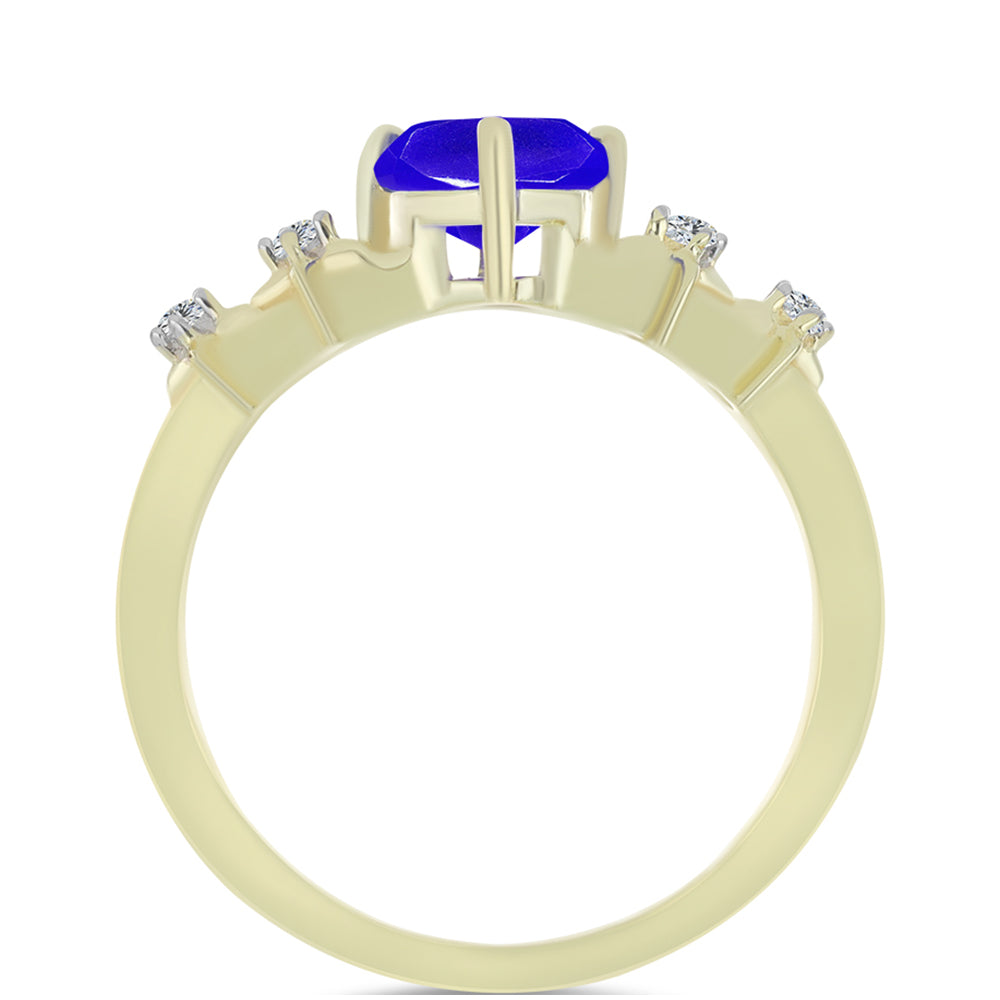 Inel din Argint 925 Placat cu Aur ( 2.56 grame ) cu Agat Albastru și Topaz Alb 0.81 Carate