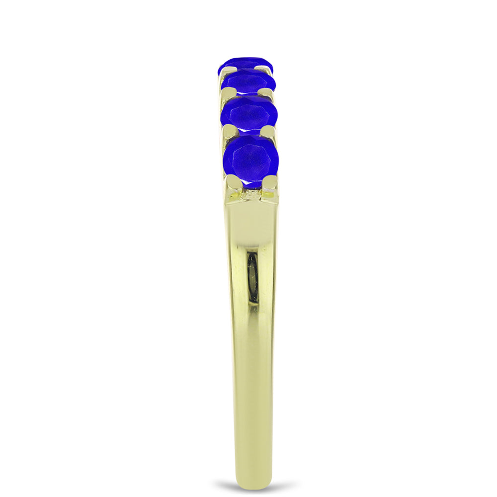 Inel din Argint 925 Placat cu Aur ( 1.94 grame ) cu Agat Albastru 0.77 Carate 3 