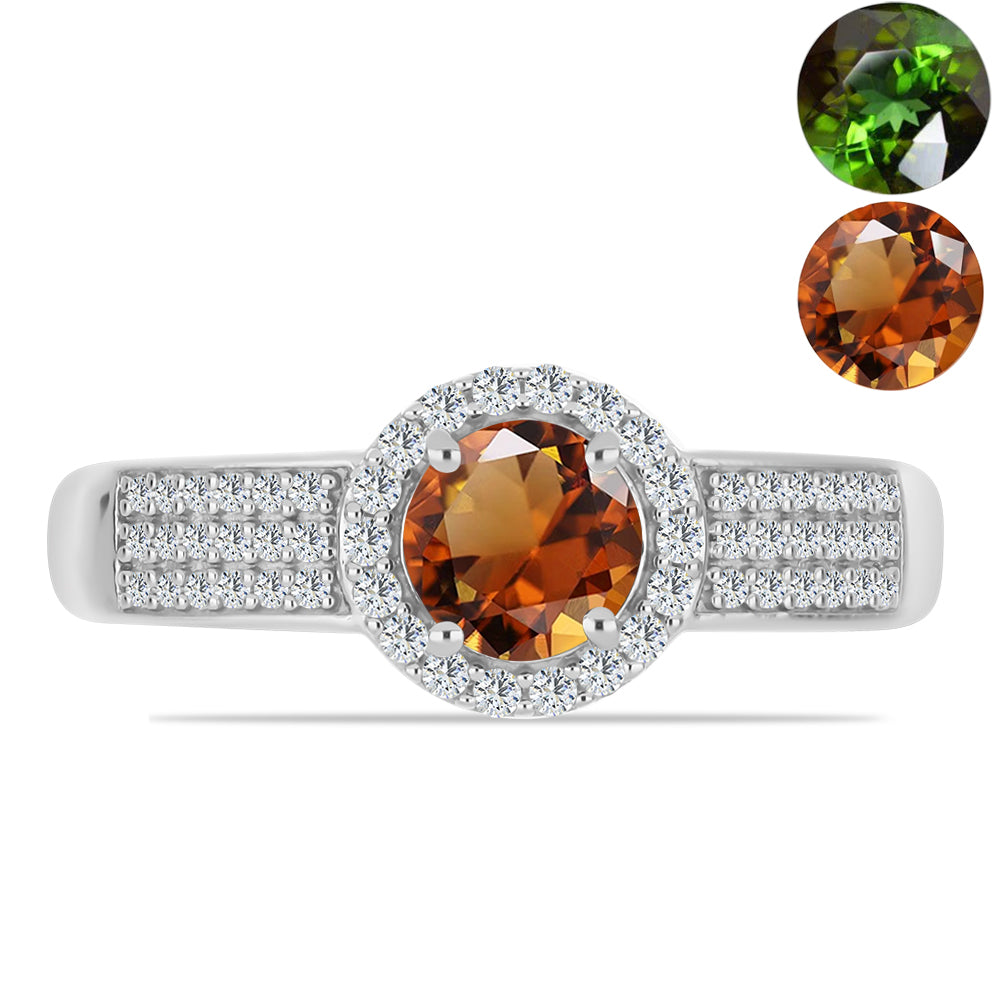 Inel din Argint 925 ( 3 grame ) cu Zultanit Anatolian Certificat cultivat în laborator și Topaz Alb 1.29 Carate 1 