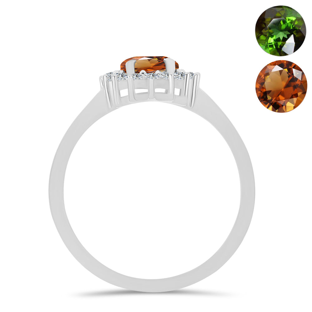 Inel din Argint 925 ( 2.29 grame ) cu Zultanit Anatolian Certificat cultivat în laborator și Topaz Alb 1.78 Carate 2 