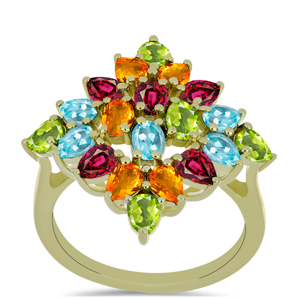 Inel din Argint 925 Placat cu Aur ( 3.92 grame ) cu Turmalină Chakra 3.13 Carate 3 