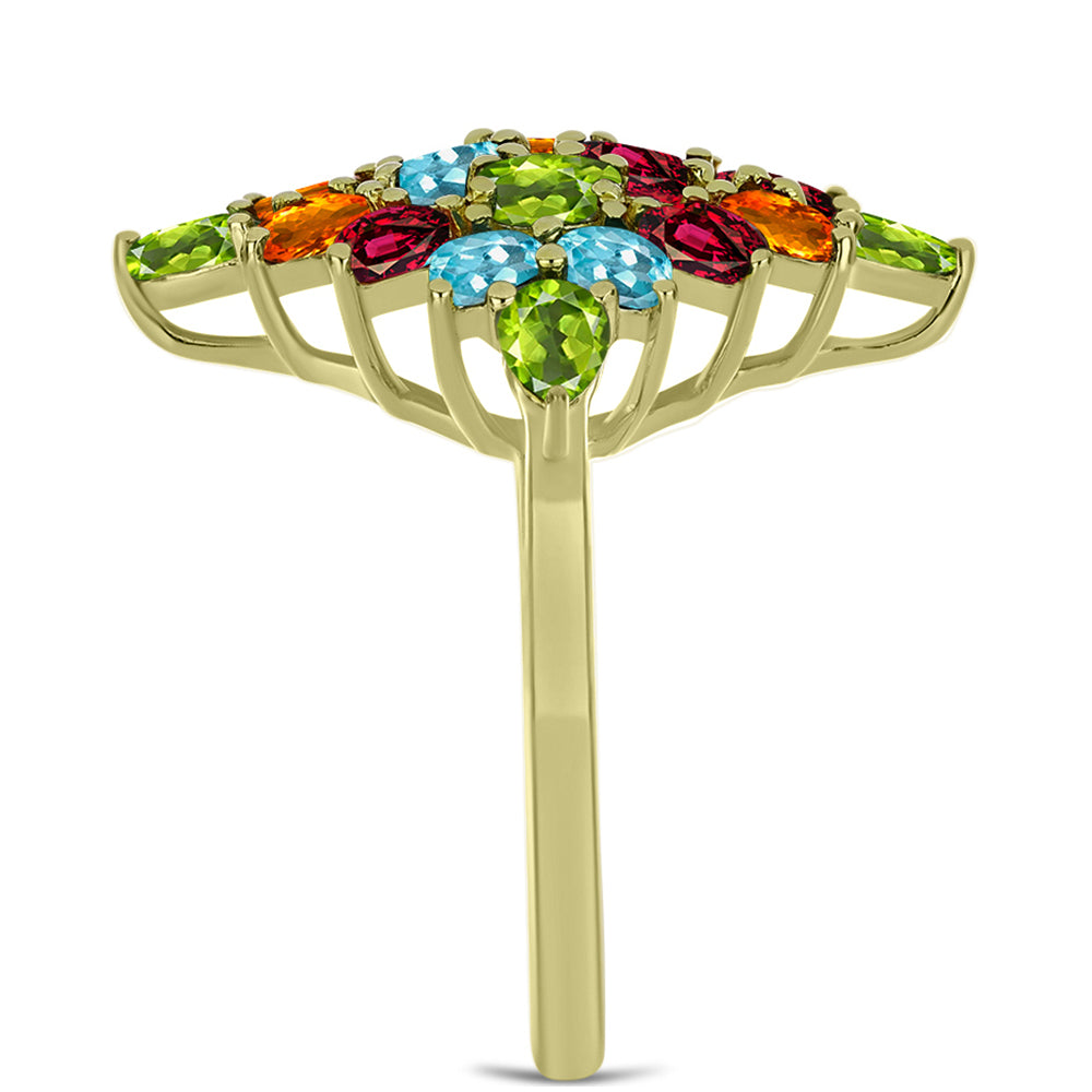 Inel din Argint 925 Placat cu Aur ( 3.92 grame ) cu Turmalină Chakra 3.13 Carate 4 