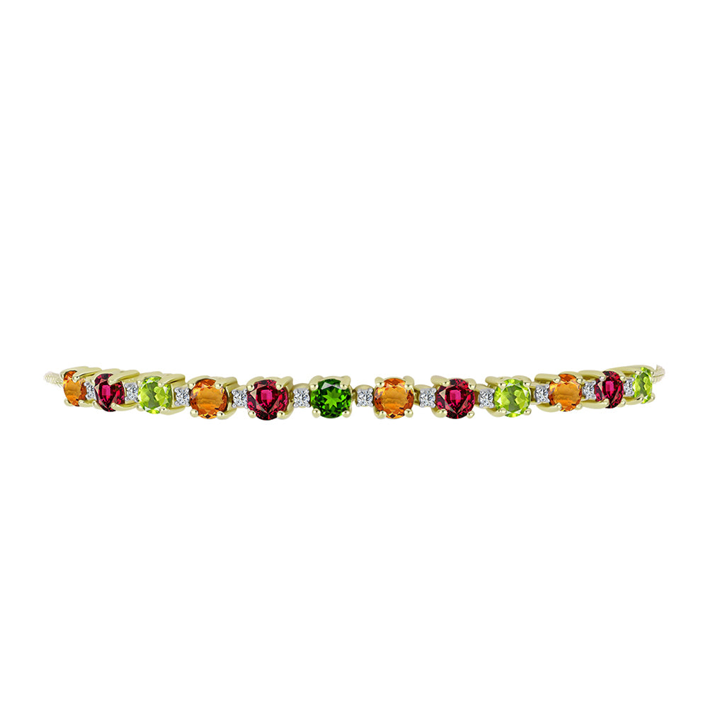 Brățară din Argint 925 Placat cu Aur ( 6.11 grame ) cu Turmalină Chakra și Topaz Alb 3.95 Carate