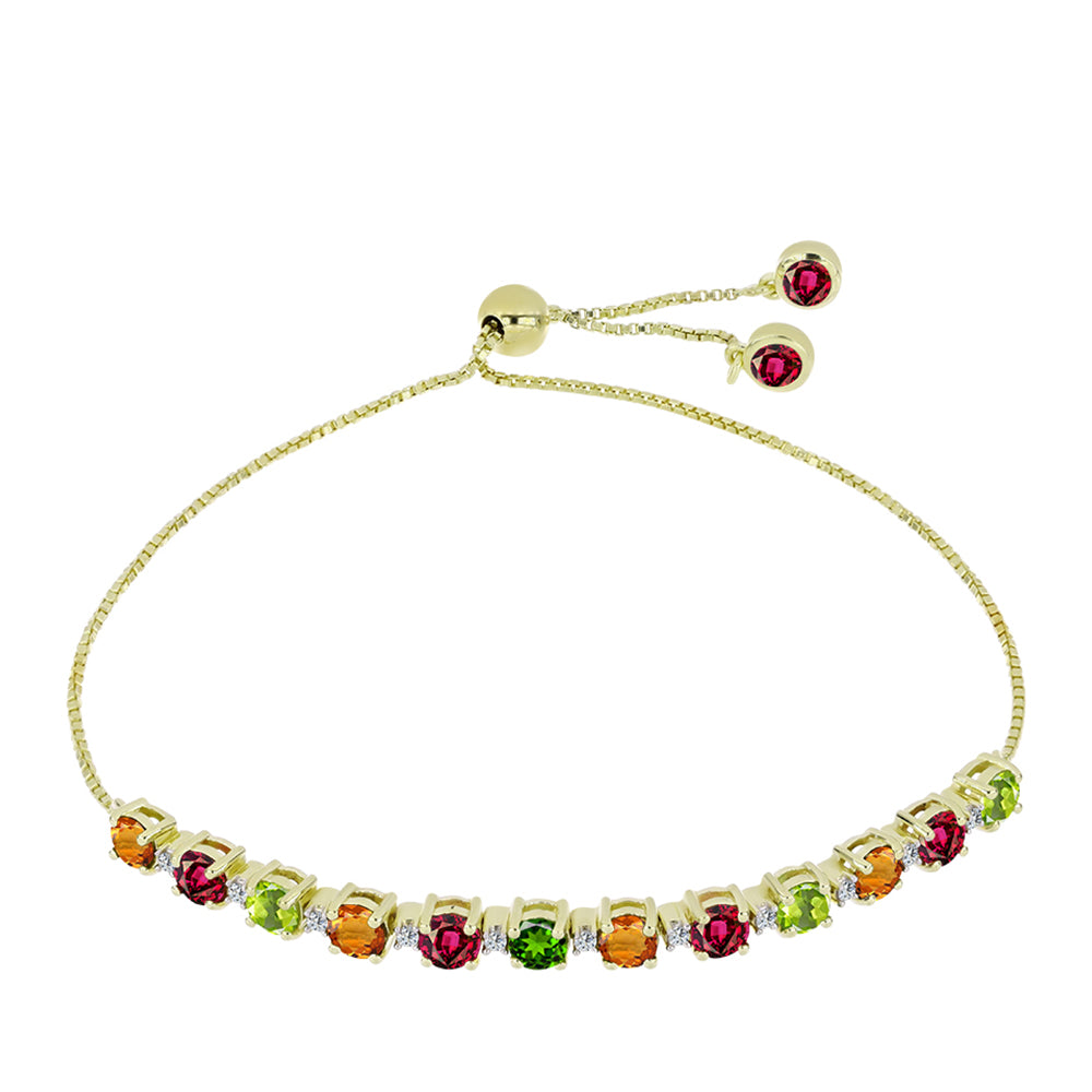 Brățară din Argint 925 Placat cu Aur ( 6.11 grame ) cu Turmalină Chakra și Topaz Alb 3.95 Carate 1 